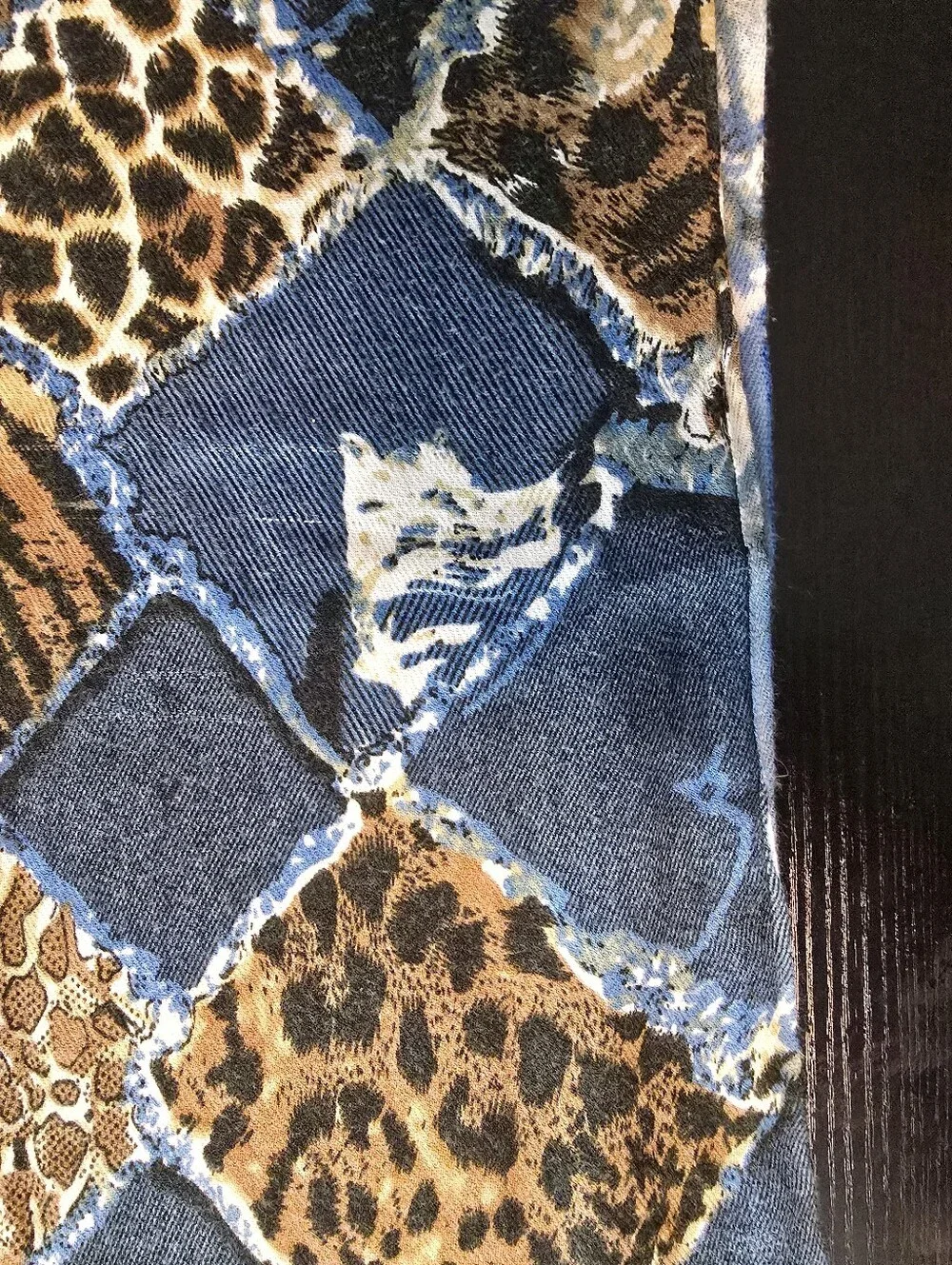 Blue & Brown Patchwork Animal Print Pashmina Scarf